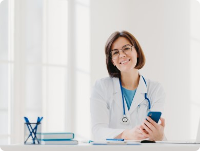 Manager doctor sitting at desk